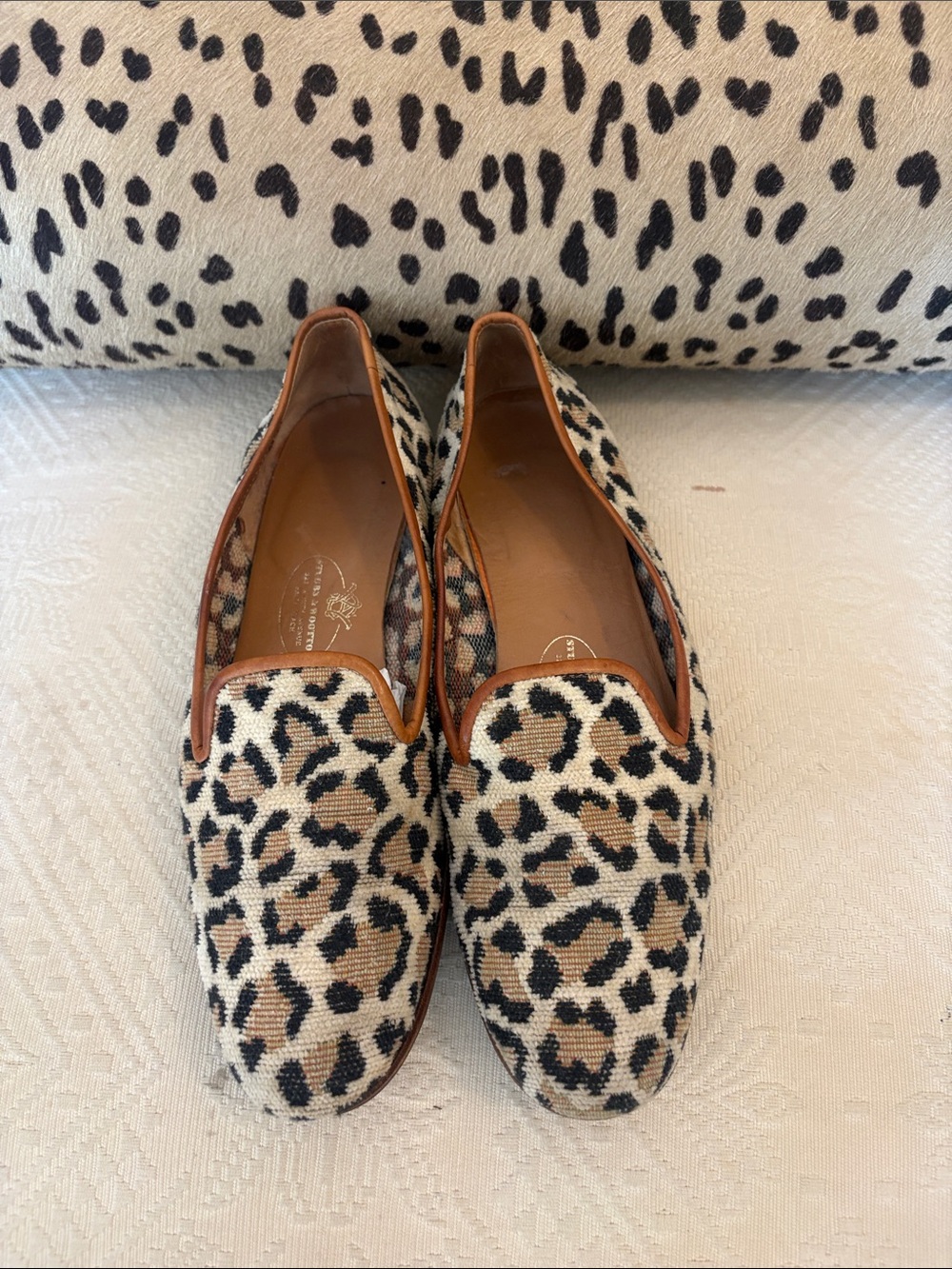 Leopard Print Women's Loafers - Tan and Black